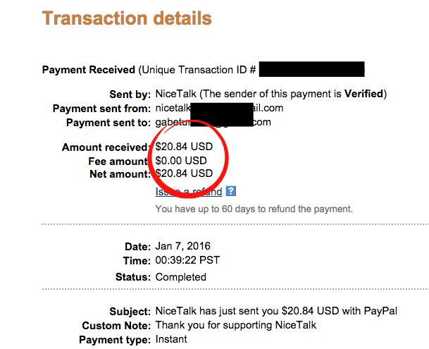 Nice Talk Payment proof 1